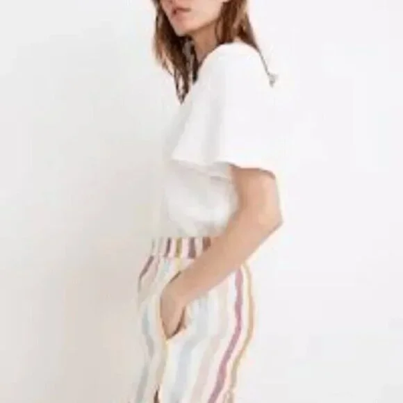 Madewell x Laude the Label Everyday Shorts in Painter Stripe 100% Linen M - Picture 2 of 13
